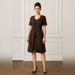 Dressbarn Green Crocodile Print Short Sleeve Midi Dress Career Work Office 16W